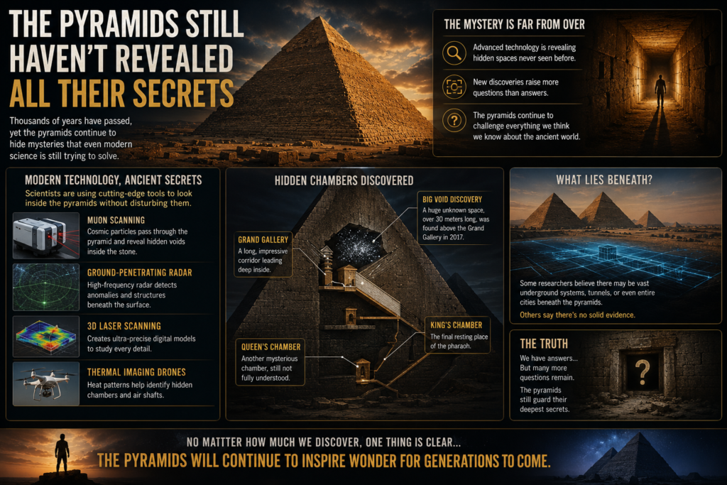 Modern technology scanning hidden chambers and mysterious underground spaces inside the Great Pyramid of Giza